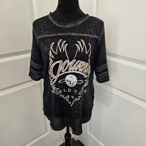 Women's Licensed Lucky Brand Black 1980 "Journey World Tour" Graphic Tee Size S